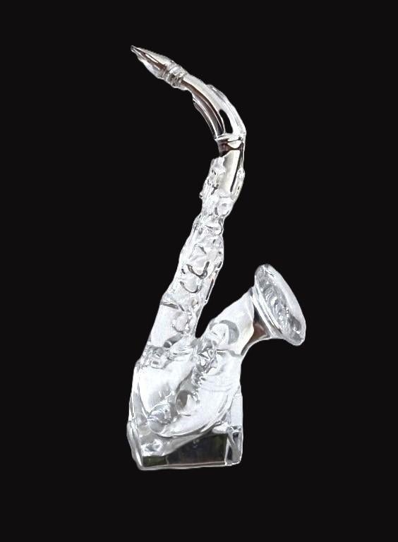 Saxofoon van Kristal Glas beeldje, Antiek en Kunst, Antiek | Glas en Kristal, Ophalen of Verzenden