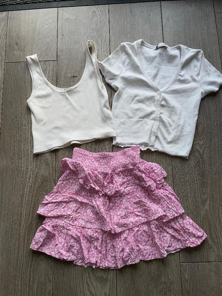 Zomers setje roze rok en top draagmaat xs, Ophalen of Verzenden, Zo goed als nieuw, Roze, Maat 34 (XS) of kleiner