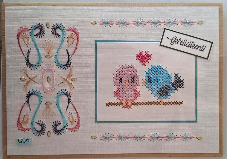 Geborduurde wenskaarten Huwelijk, Hobby en Vrije tijd, Kaarten | Zelfgemaakt, Nieuw, Man of Vrouw, Ophalen of Verzenden