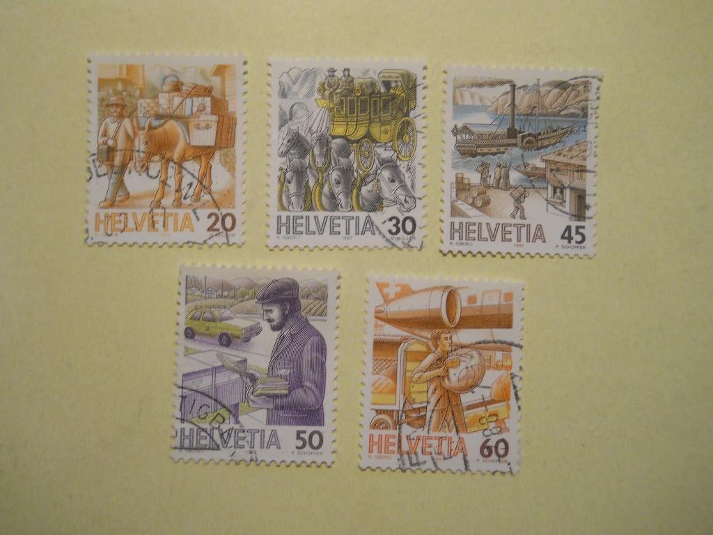 Zwitserland 1987 Postbeforderung serie Mi.1340-1344 gest., Postzegels en Munten, Postzegels | Europa | Zwitserland, Gestempeld