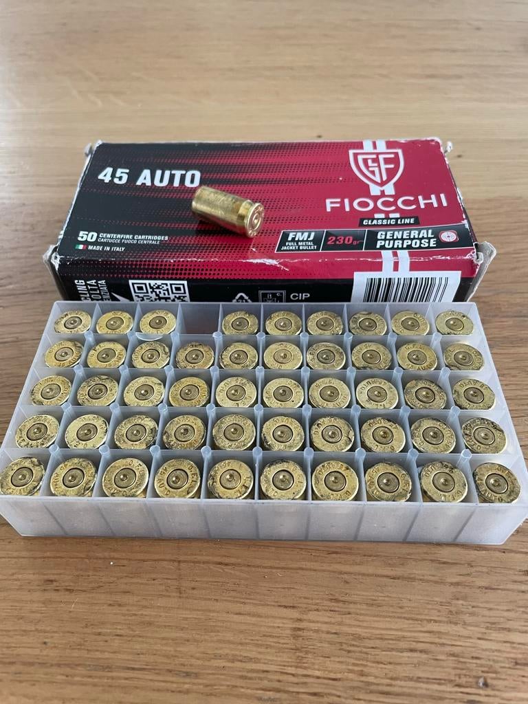 Lege hulzen 45 auto, Verzamelen, Militaria | Algemeen, Ophalen of Verzenden, Overige soorten, Overige gebieden, Hulzen of Bodemvondsten