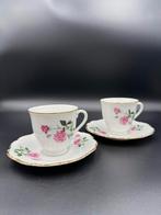 Porseleinen Kop en Schotel met Rozenmotief en Gouden Randen, Ophalen of Verzenden