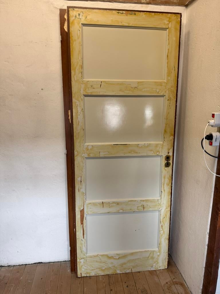 Paneeldeur jaren 30, Ophalen, Gebruikt, Binnendeur, 200 tot 215 cm