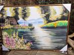 Gr Olieverf/Canvas Schilderij "Het Bergmeer" in Baklijst Ges, Ophalen