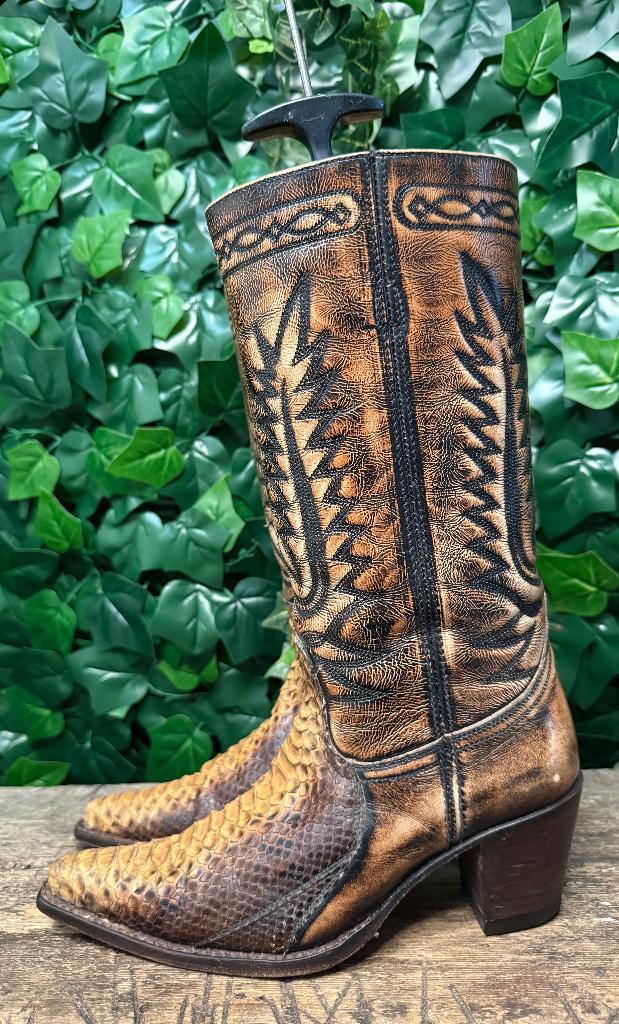 zo goed als Nieuwe python leren leren van Sendra maat 37, Kleding | Dames, Schoenen, Zo goed als nieuw, Hoge laarzen, Bruin, Ophalen of Verzenden