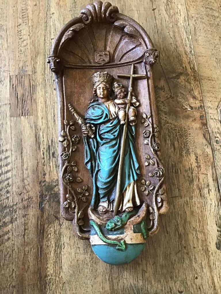 Bas-reliëf Mariabeeld wandbeeld ceracasa, Antiek en Kunst, Ophalen of Verzenden