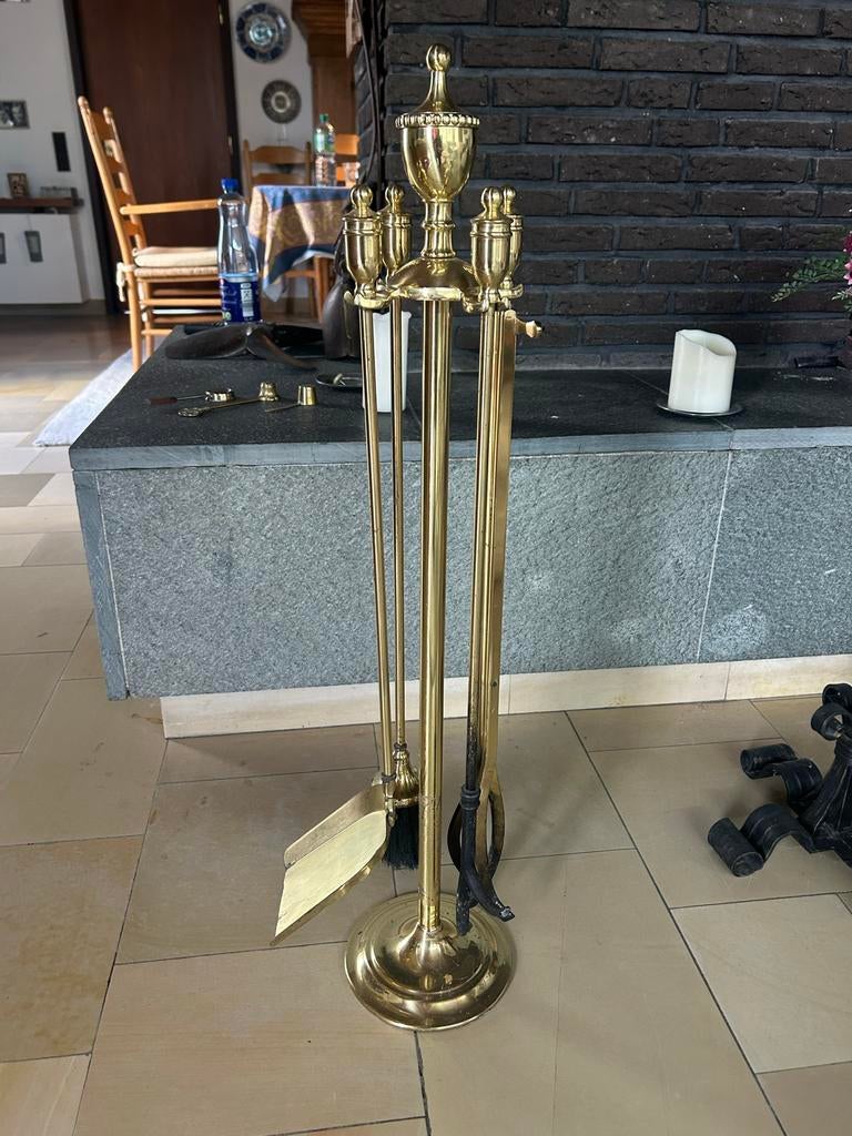 Messing Open Haard Set - Klassiek en Compleet, Ophalen of Verzenden, Gebruikt