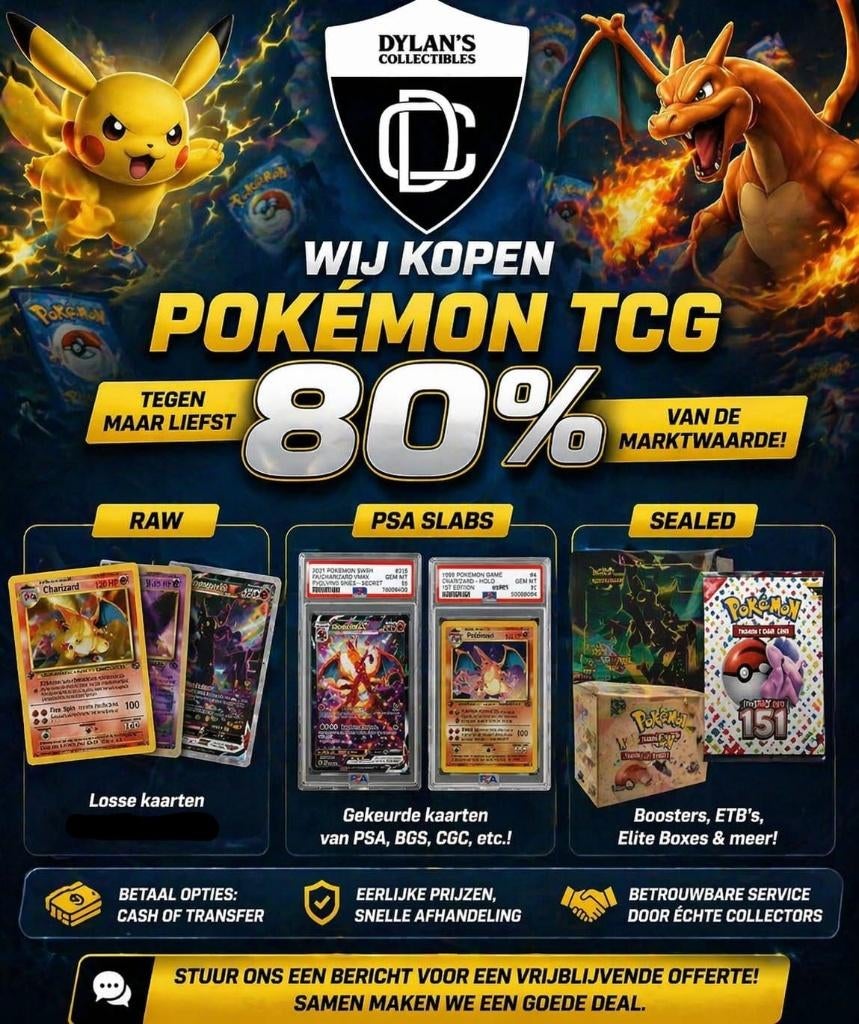 Pokémon TCG Inkoop bij Dylan's Collectibles!, Ophalen of Verzenden, Zo goed als nieuw, Overige typen