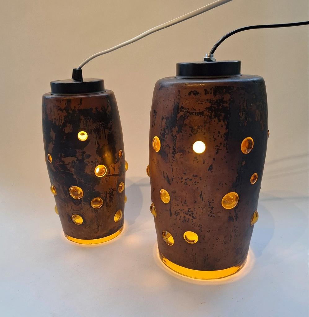 Zeldzame Brutalist "Hanglampen" RAAK, Huis en Inrichting, Lampen | Hanglampen, Ophalen of Verzenden, Gebruikt, Glas, Minder dan 50 cm