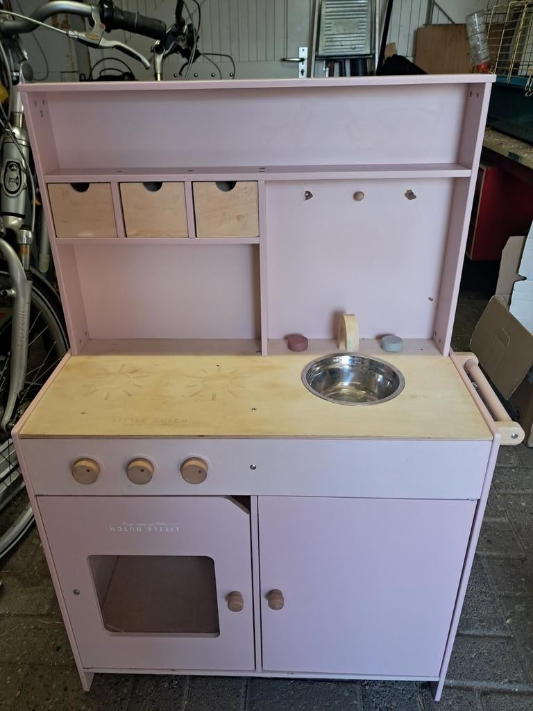 Little Dutch Speelkeukentje - Roze Houten Keuken, Ophalen, Gebruikt