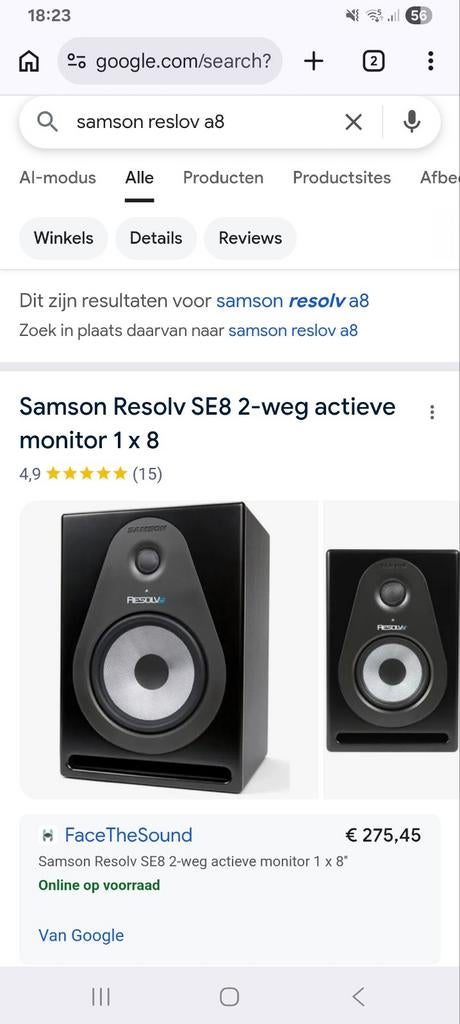 Samson reslov se8 2 L+R jaartje oud, Ophalen, 120 watt of meer, Front, Rear of Stereo speakers, Overige merken