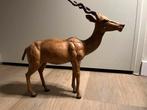 Lederen koedoe antilope met kurkentrekker hoornen, Antiek en Kunst, Ophalen of Verzenden