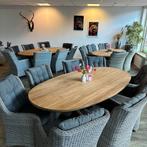 Teak Ovale Tuintafels met wicker stoelen – Diverse Tuinsets, ., Teakhout, Ophalen of Verzenden, Zo goed als nieuw