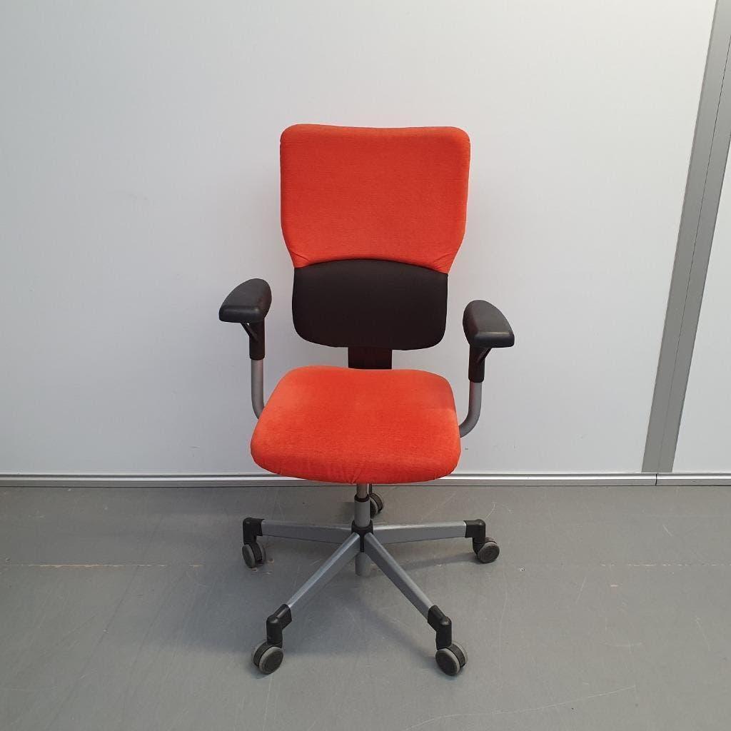 Steelcase Ligne bureau stoel burostoel met oranje stof, Ophalen, Gebruikt, Zwart