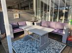 Steigerhouten loungeset met kussens, Tuin en Terras, Ophalen, 5 zitplaatsen, Gebruikt, Bank