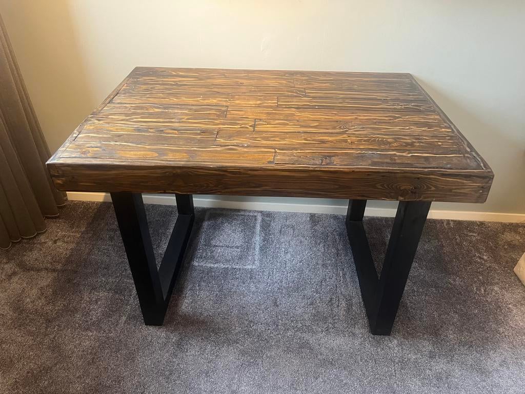 Houten tafel / bureau - Super leuk en veelzijdig!, Ophalen, Gebruikt, 100 tot 150 cm, Tot twee personen