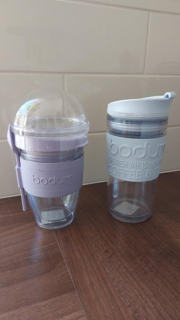 Bodum koffiebeker en yoghurt beker, Huis en Inrichting, Keuken | Tupperware, Ophalen of Verzenden, Zo goed als nieuw, Blauw, Beker of Kan