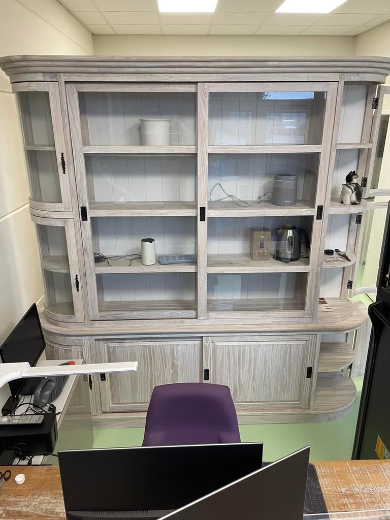 XXXL ROFRA White wash glazen/houten Kast, Ophalen, Met deur(en), 200 cm of meer, 200 cm of meer