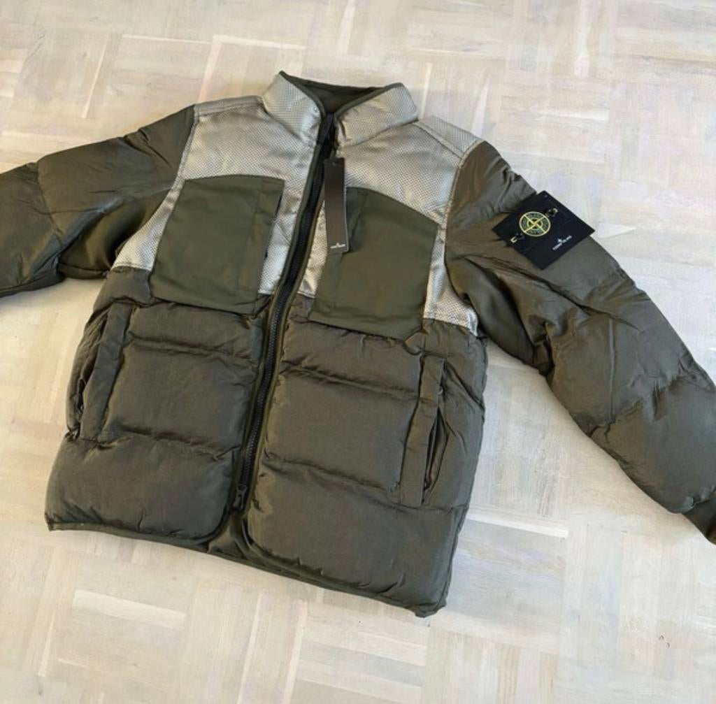 STONE ISLAND WINTERJAS GROEN ZILVER PANAMA NYLON HEREN L, Kleding | Heren, Jassen | Winter, Ophalen of Verzenden, Nieuw, Maat 52/54 (L)