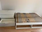 Gratis 2-persoons bed 140x200 met lattenbodem, Ophalen, Gebruikt, Wit, Tweepersoons