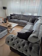 Hoekbank Antraciet Velvet 320x320 met Bijpassende Poef, Ophalen of Verzenden, Zo goed als nieuw, Stof, Modern, Luxe