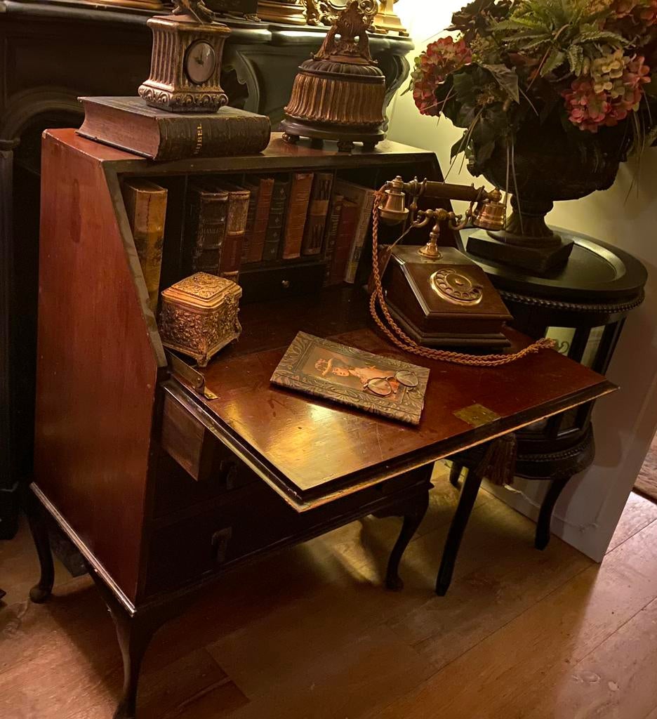 Antieke Engelse Queen Ann secretaire mahoniehout circa 1930, Huis en Inrichting, Kasten | Secretaires, Ophalen, Gebruikt, Antiek, Engels, Queen Ann.