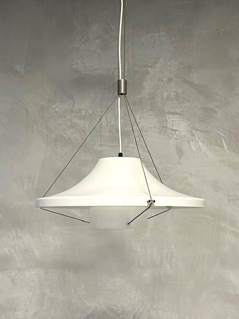 Jaren 70 hanglamp vintage design retro lamp wit kunststof, Huis en Inrichting, Lampen | Hanglampen, Gebruikt, Minder dan 50 cm