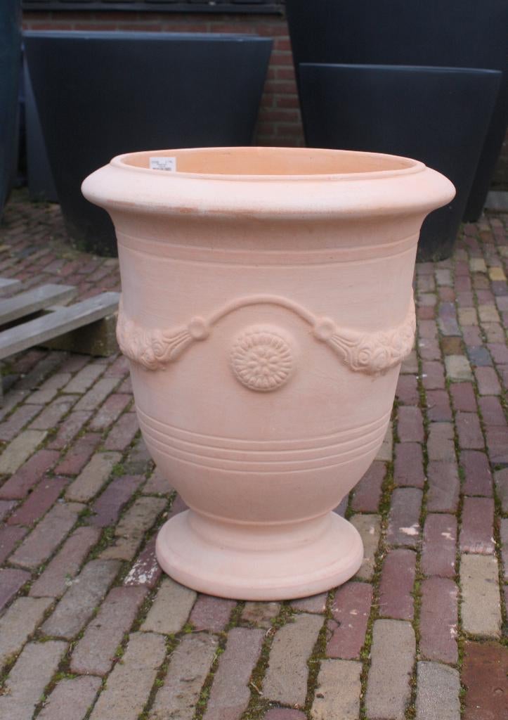 Prachtige terracotta bloempotten Anduze stijl 2 maten terras, Ophalen, 40 cm of meer, Rond, Nieuw