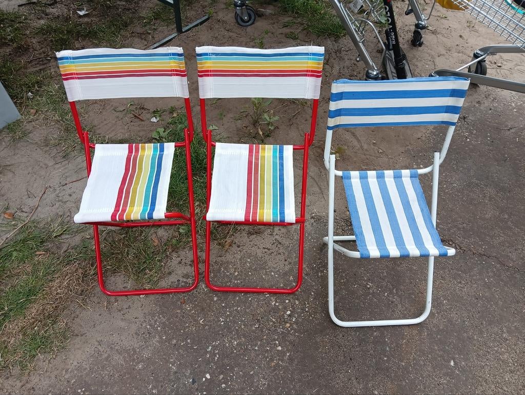 Vintage Opvouwbare Campingstoelen kinderen - Set van 3, Gebruikt, Overige kleuren, Drie, Vintage, Retro, Camping