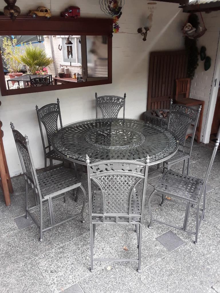 IJzer Tuinset  6  Stoele  Tafel, Ophalen, Overige materialen, 6 zitplaatsen, Zo goed als nieuw