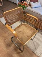 Thonet stijl stoel met buisframe en rotan zitting, Ophalen, Gebruikt, Bruin, Eén