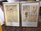 2x schilderij in lijst da vinci en michel angelo 60x45cm, Minder dan 50 cm, Ophalen of Verzenden, Minder dan 50 cm, Print