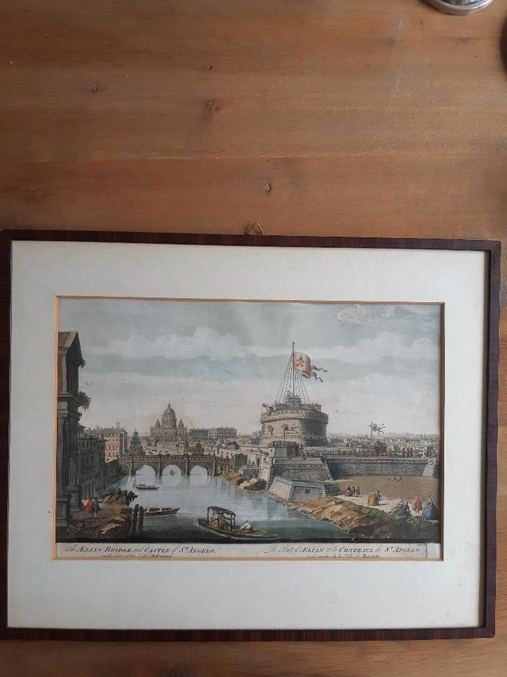 Ets Rome - Engelenburcht en St. Pieter, Antiek en Kunst, Kunst | Etsen en Gravures, Ophalen