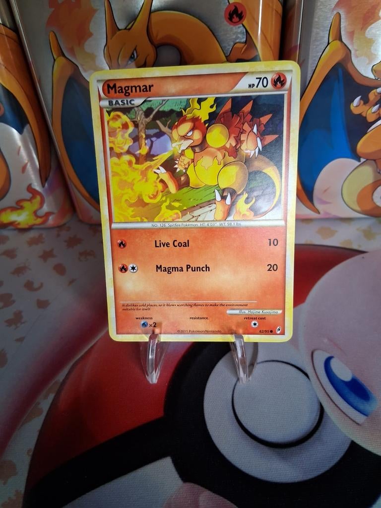 Pokémon Kaart Magmar HGSS Basic HP70, Ophalen of Verzenden, Gebruikt, Losse kaart