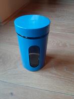 Blauwe glazen voorraadbus met venster, Ophalen of Verzenden, Zo goed als nieuw