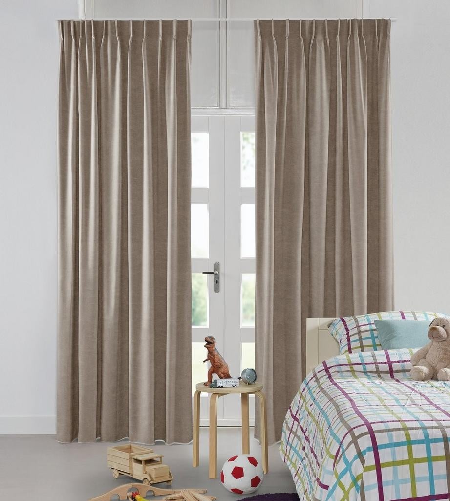 Verduisterend gordijn - Beige, Huis en Inrichting, 100 tot 150 cm, 200 cm of meer, Beige, Ophalen of Verzenden