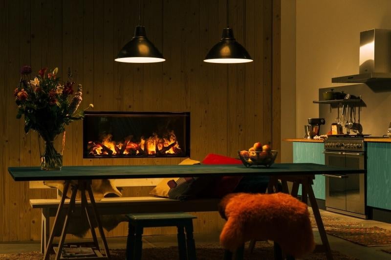 Faber elektrische haard E-Box 1000/450 front witte kiezels, Ophalen, Zo goed als nieuw, Inbouwhaard, Elektrische haard