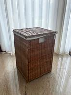 Rotan wasmand met deksel en linnen binnenzak, Ophalen, Natuurlijk materiaal, Bruin, Landelijk