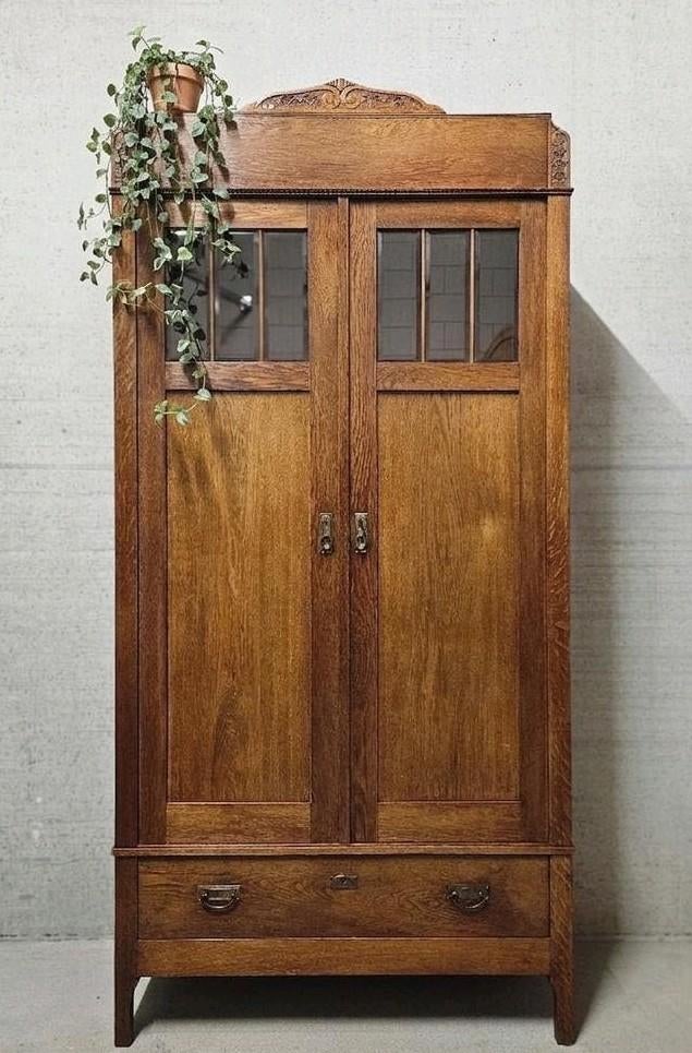 Antieke brocante Art Deco meidenkast vintage linnenkast kast, Ophalen of Verzenden