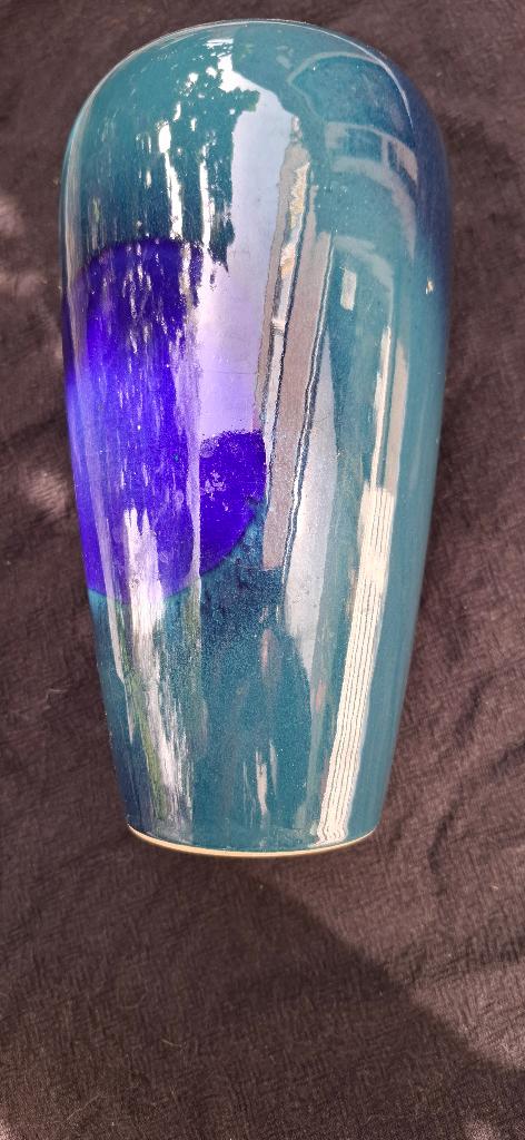 blauw groene vaas, Ophalen, Blauw, Aardewerk of Porselein, Zo goed als nieuw