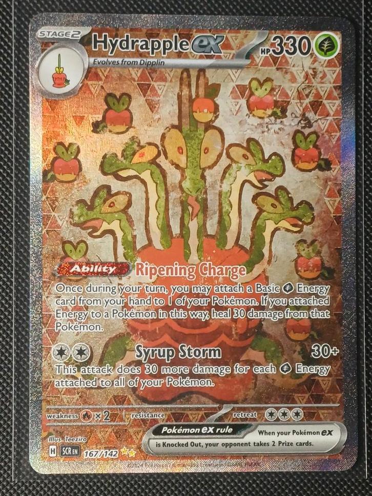 Hydrapple ex Special Illustration Rare 167/142 Stellar Crown, Hobby en Vrije tijd, Verzamelkaartspellen | Pokémon, Zo goed als nieuw