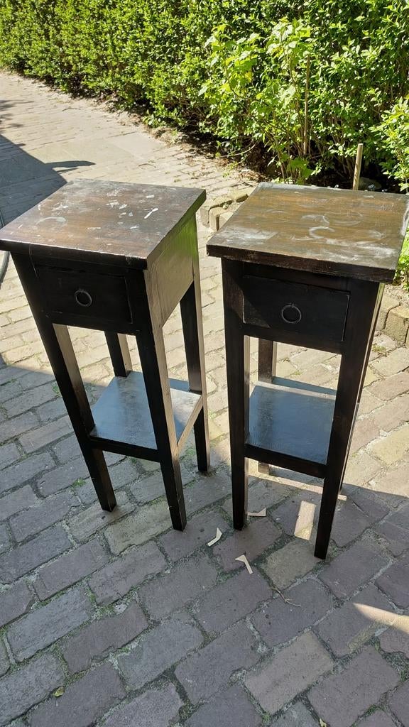 Set van 2 houten nachtkastjes met lade, Ophalen, Gebruikt, Minder dan 45 cm, 70 cm of meer