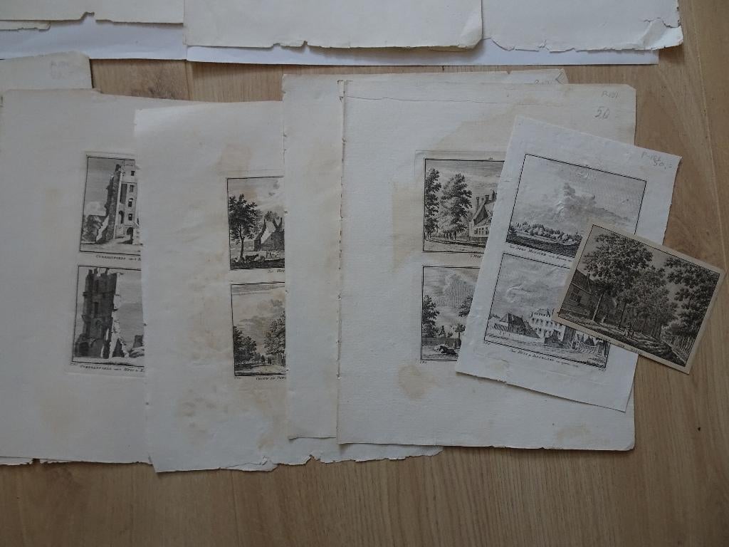 21 dubbelgravures Zeeland, Rijnsburg etc H. Spilman ca. 1750, Antiek en Kunst, Kunst | Etsen en Gravures, Verzenden, Stadsgezicht