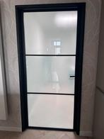Binnendeur 93x201,5 cm matglas en aluminium zwart, Gebruikt, 80 tot 100 cm, Binnendeur, Ophalen of Verzenden