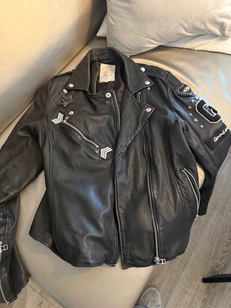 Leren jasje maat M, Kleding | Dames, Jasjes, Kostuums en Pakken, Maat 38/40 (M), Zwart, Ophalen of Verzenden, Jasje