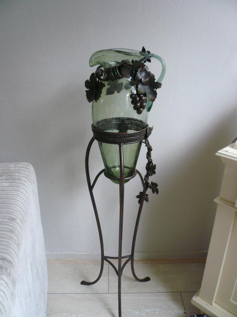 Sier vaas standaard smeedijzer glas, Ophalen, Zo goed als nieuw, Overige materialen, Overige stijlen