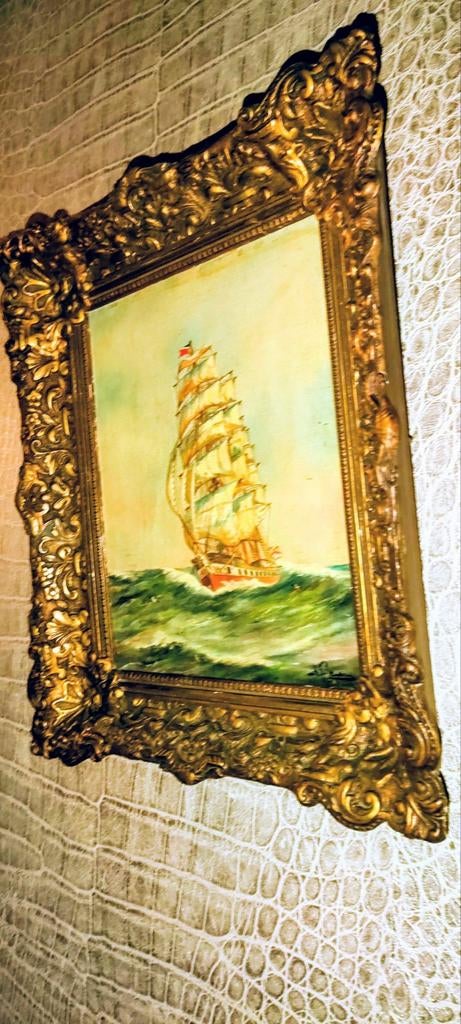 Prachtig marineschilder , gesigneerd met “A.J. Jansen, Antiek en Kunst, Kunst | Schilderijen | Klassiek, Ophalen of Verzenden