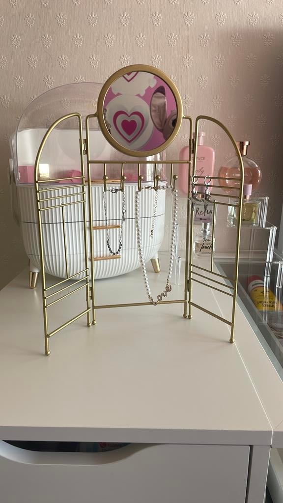 Sieraden rekje met spiegel, Sieraden, Tassen en Uiterlijk, Overige Accessoires, Ophalen, Zo goed als nieuw