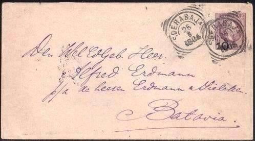 VK141 Brief Nederlands Indie Vierkantstempel Soerabaja, Ophalen of Verzenden, Brief