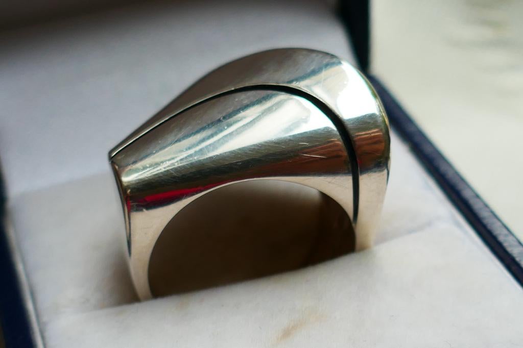 Zilveren Design Ring, Verzenden, Zo goed als nieuw, 17 tot 18, Dame